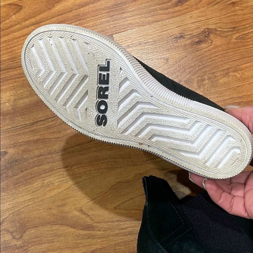 Sorel Out N About Black Slip-On Suede wedge sneaker - Picture 4 of 6